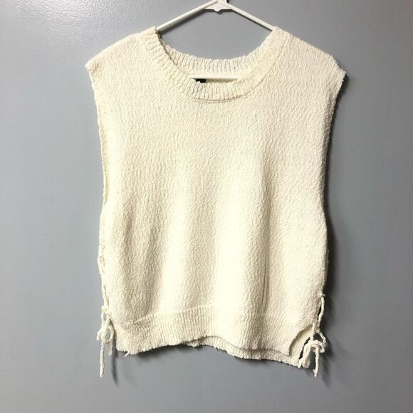 alya sweater vest tie sides lagenlook size xl cotton knit elevated basics - Picture 1 of 11